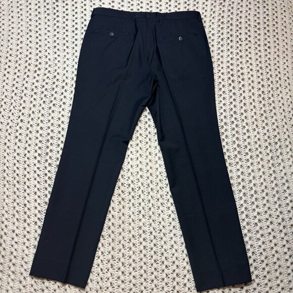 Hugo Boss Mens Modern Fit Wool Pants Size w36 L31 Navy Blue Flat Front Trousers - Picture 2 of 12